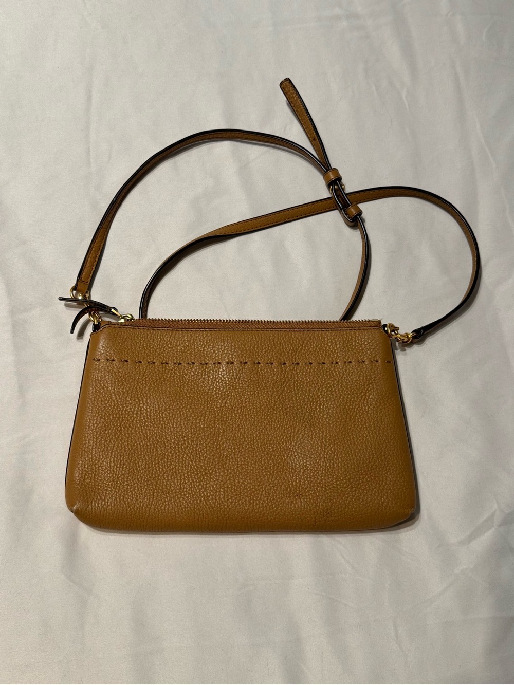 Tory Burch Pebbled Leather Crossbody in Tan Brown - Picture 2 of 3